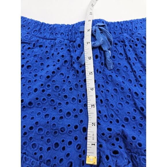 En Creme Women's M Blue Circle Eyelet Boutique Casual Coastal Cotton Shorts - Picture 5 of 7